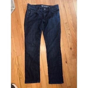 Gap Real Straight Fit Jeans Womens Dark Wash Indigo Blue Denim Stretch T44-34